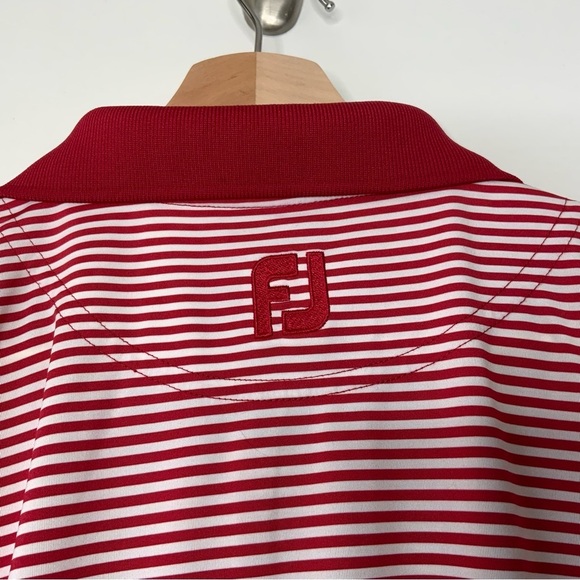 FootJoy FJ Men’s XL RedWhite Striped Moisture Wicking Golf Polo Shirt. - Picture 4 of 8
